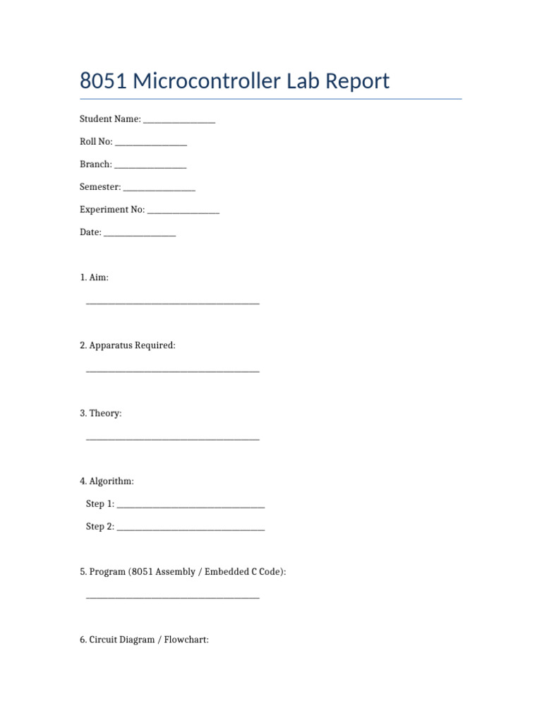 8051 Lab Report Template | PDF