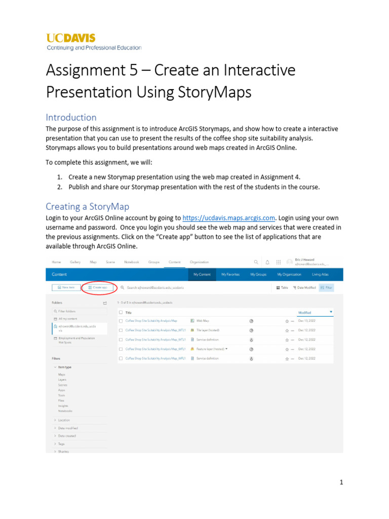 Assignment 5 - Create an Interactive Presentation Using StoryMaps | PDF ...