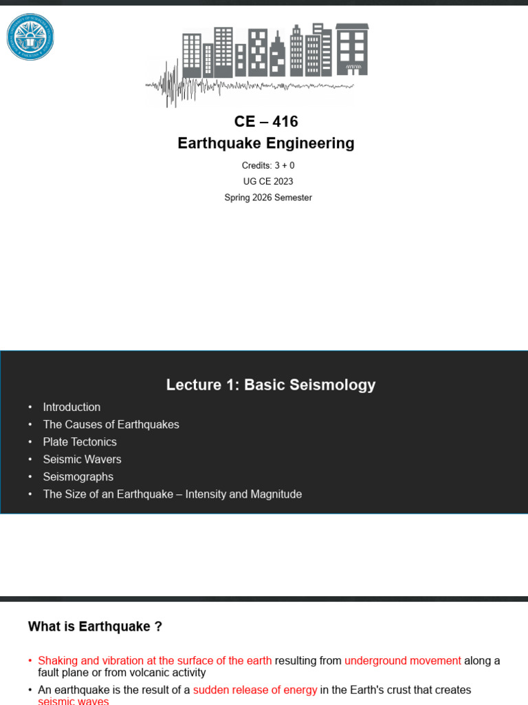 Lecture 1 - Basic Seismology | PDF | Plate Tectonics | Earthquakes