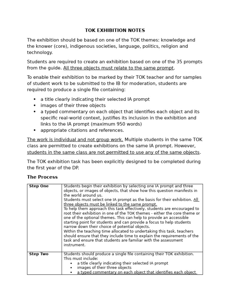 Tok Exhibition Notes For Students | PDF | Image | Note (Typography)