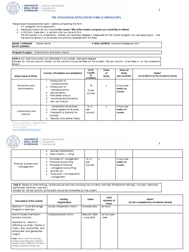 Pre Evaluation - Form Economics | PDF | Econometrics | Statistics