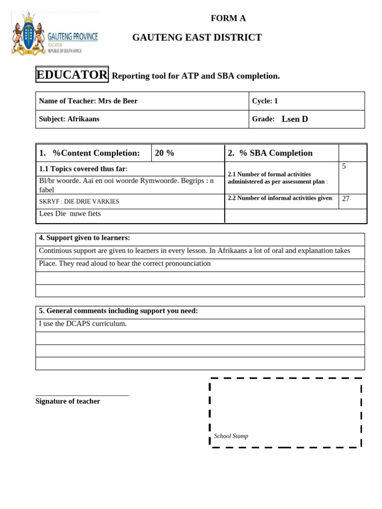 FORM A Afr Term 2 | PDF