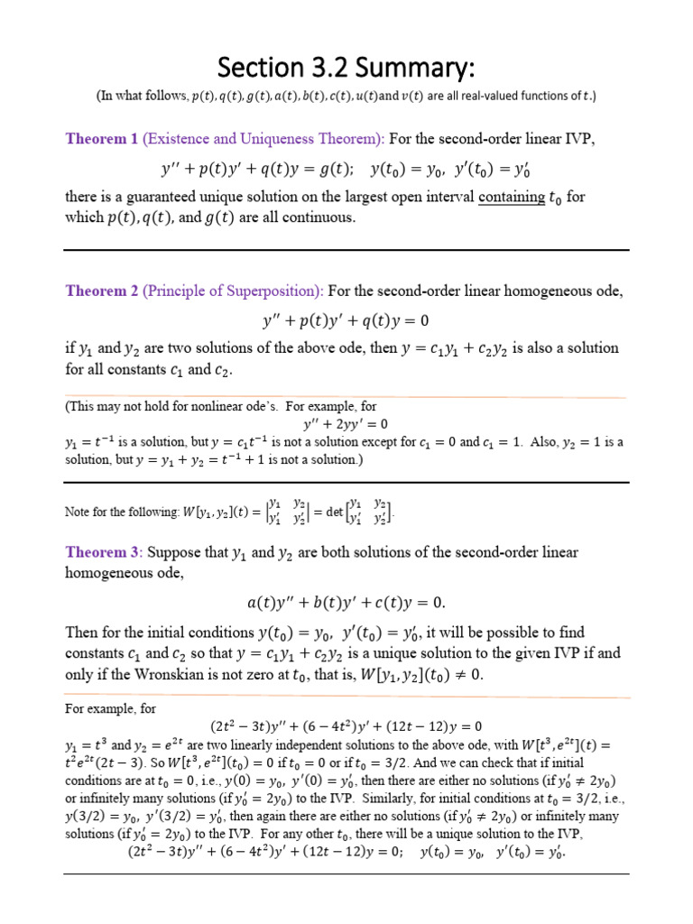 Diff Eq. Ch. 3 Theory Notes | PDF | Ordinary Differential Equation ...