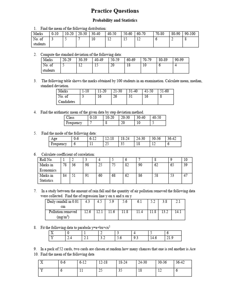 Practice Questions BCA | PDF | Mean | Probability Theory
