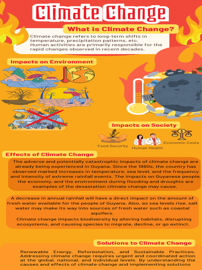 Orange Illustration Climate Change Infographic | PDF