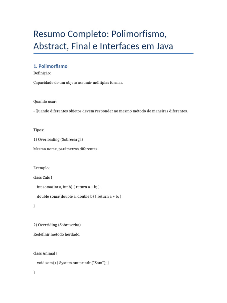 Resumo Java Detalhado | PDF
