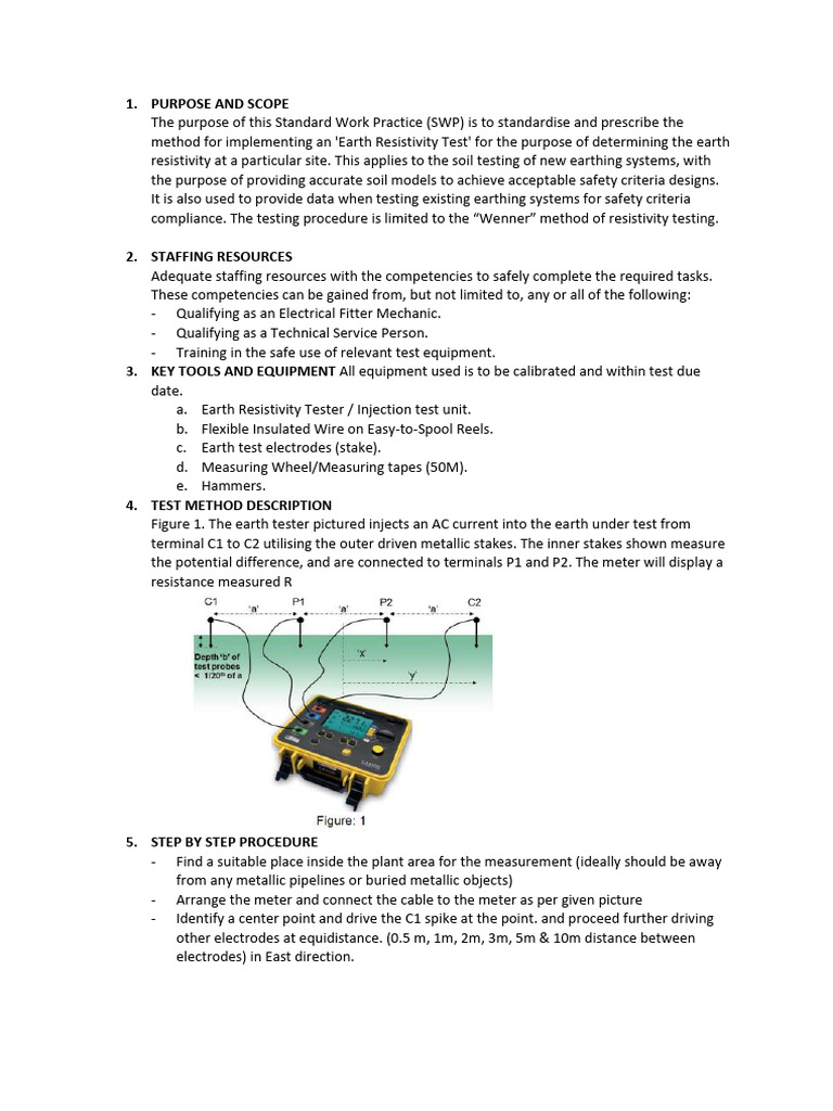 Soil Resistivity Measurement Procedure | PDF