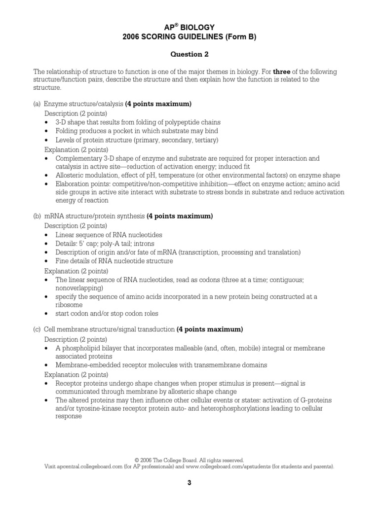 Ap06 Biology Formb Samples q2 | PDF | Cell Membrane | Rna