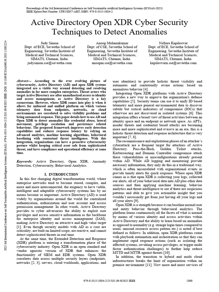 Active Directory Open XDR Cyber Security Techniques to Detect Anomalies ...