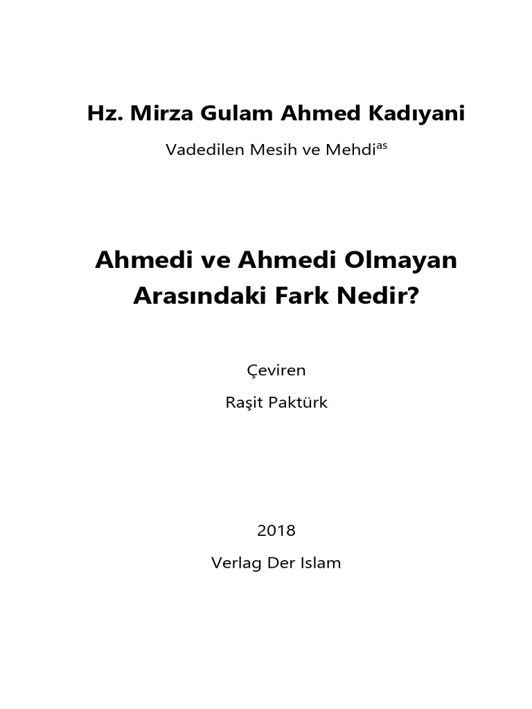 Ahmedi Ve Ahmedi Olmayan Arasındaki Fark Nedir | PDF
