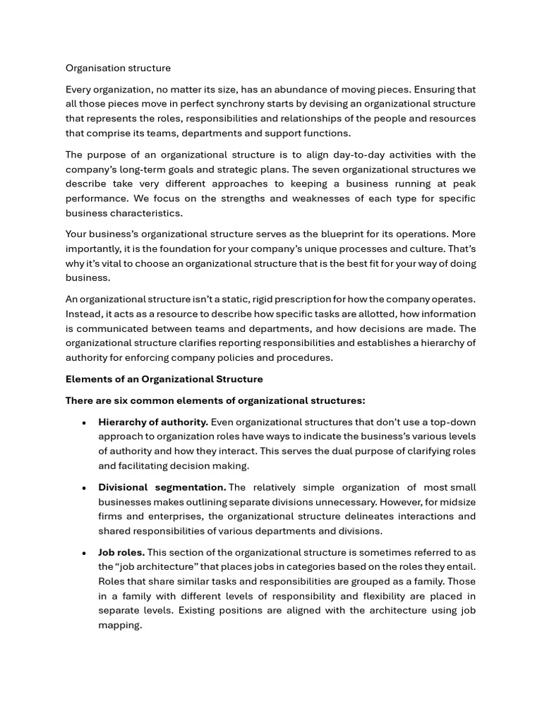 Organisational Structure Note Ams 101 | PDF | Organizational Structure ...