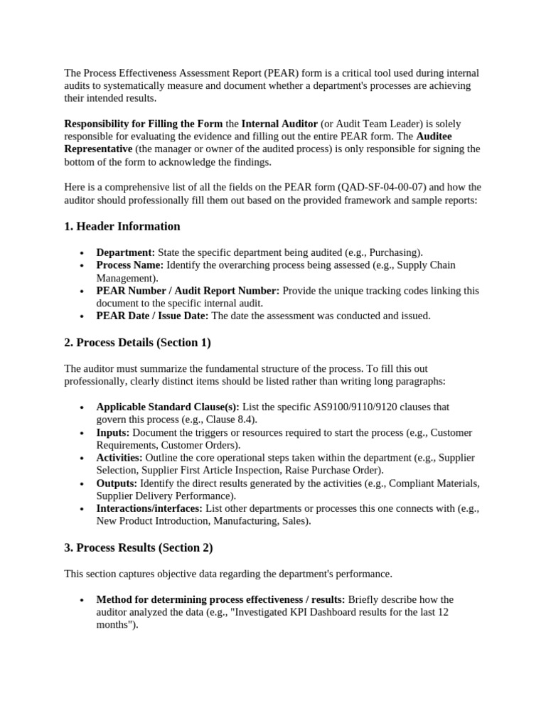 The Process Effectiveness Assessment Report | PDF | Audit | Business
