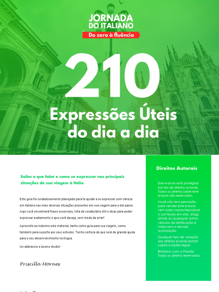 210 Expressoes Uteis Do Dia a Dia Em Italiano Priscilla Moraes 3514 | PDF