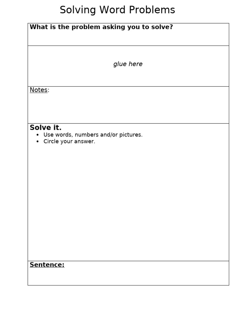 Problem Solving Template 20242025 | PDF