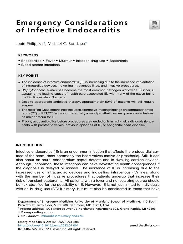 Infective Endocarditis | PDF | Heart | Medicine