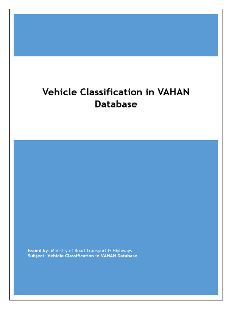 Draft Vehicle Classification in Vahan Database_V26 v2 (1) (1) | PDF ...