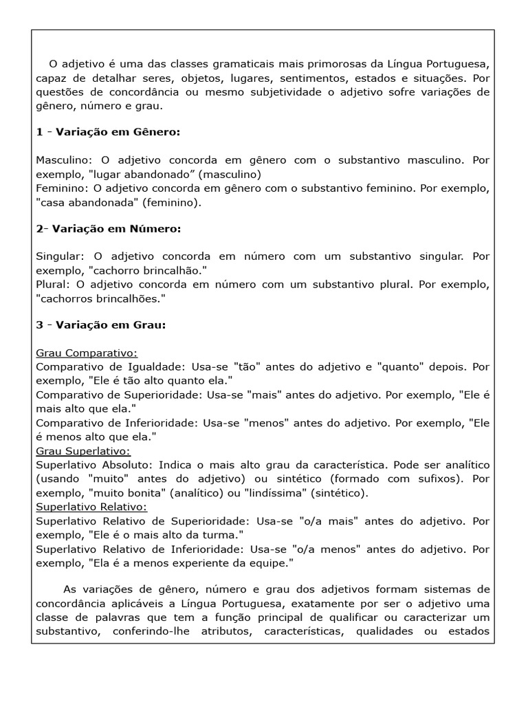 Aula sobre Adjetivo e locução adjetiva | PDF | Adjetivo | Palavra