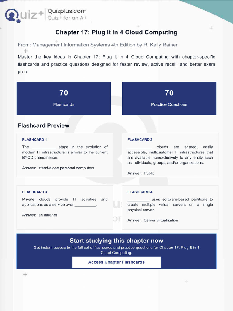 Flashcards for Chapter 17 Plug It in 4 Cloud Computing | PDF