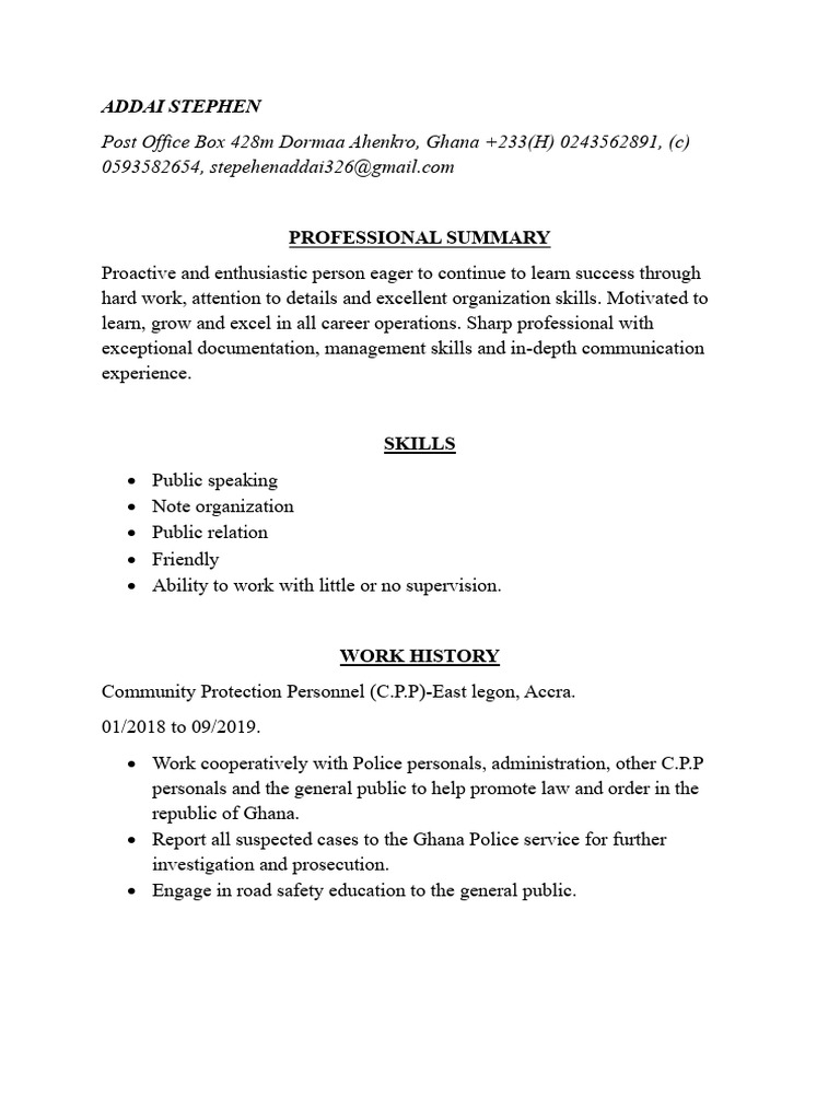 Stephen Cv | PDF