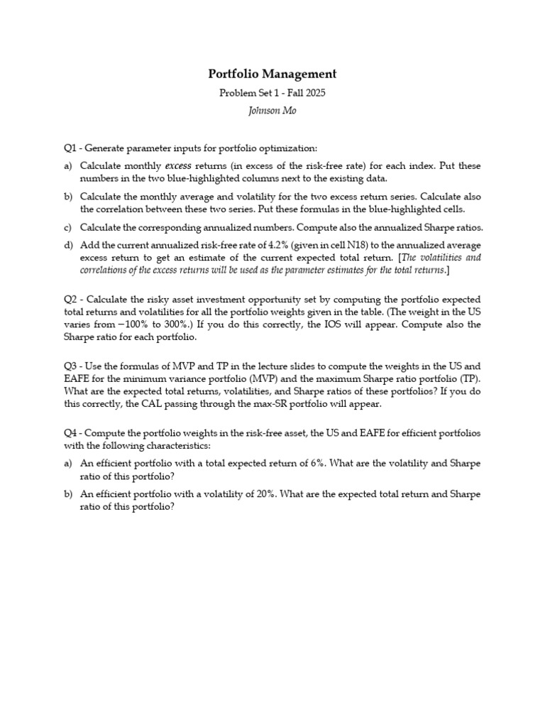 Problem Set 1 (Fall 2025) | PDF