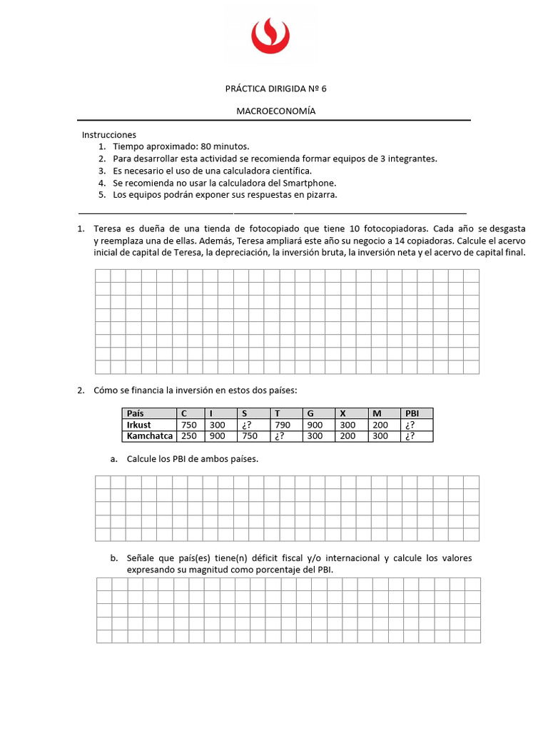 AF133 - Macroeconomía - Práctica Dirigida 06 - PBI Medición(1) | PDF ...