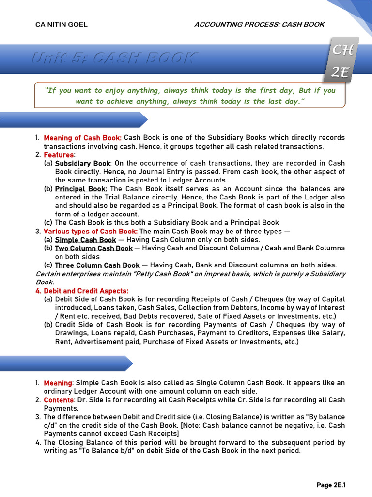 2 Unit 5 Cash Book | PDF | Debits And Credits | Credit Card