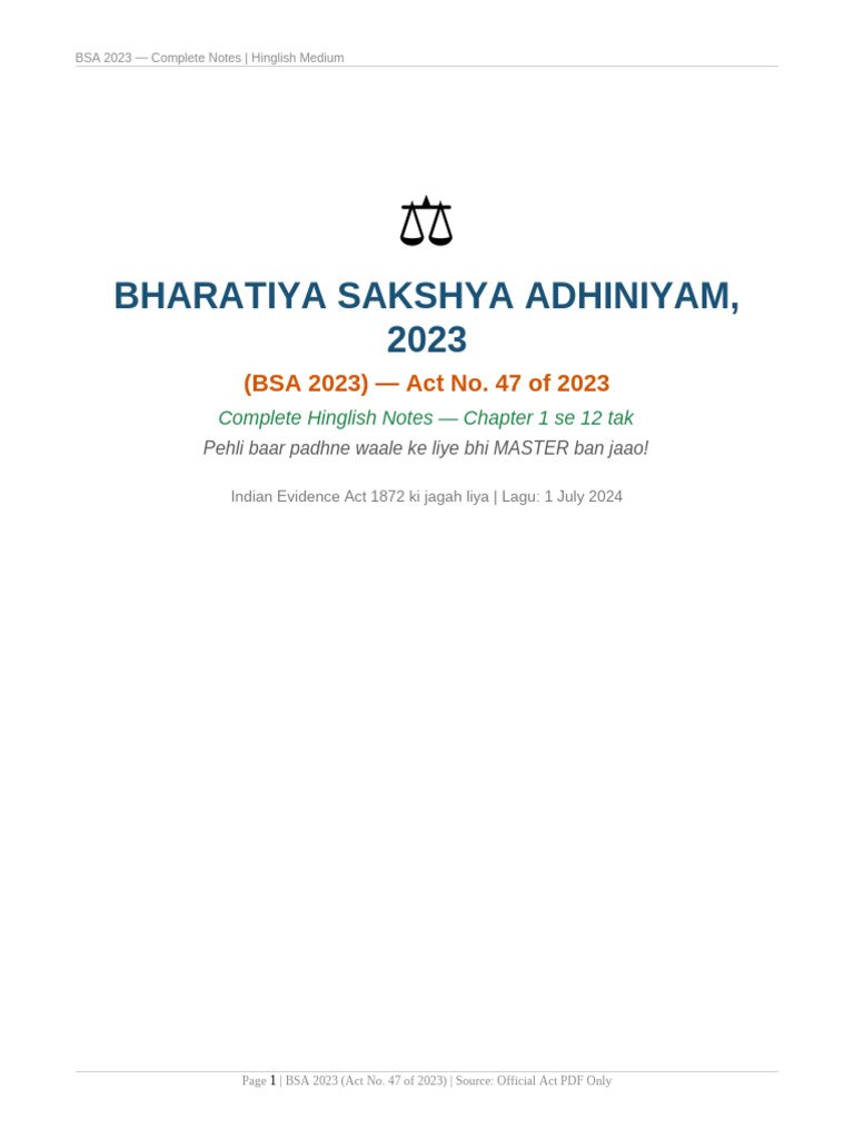 BSA 2023 Complete Notes Hinglish | PDF