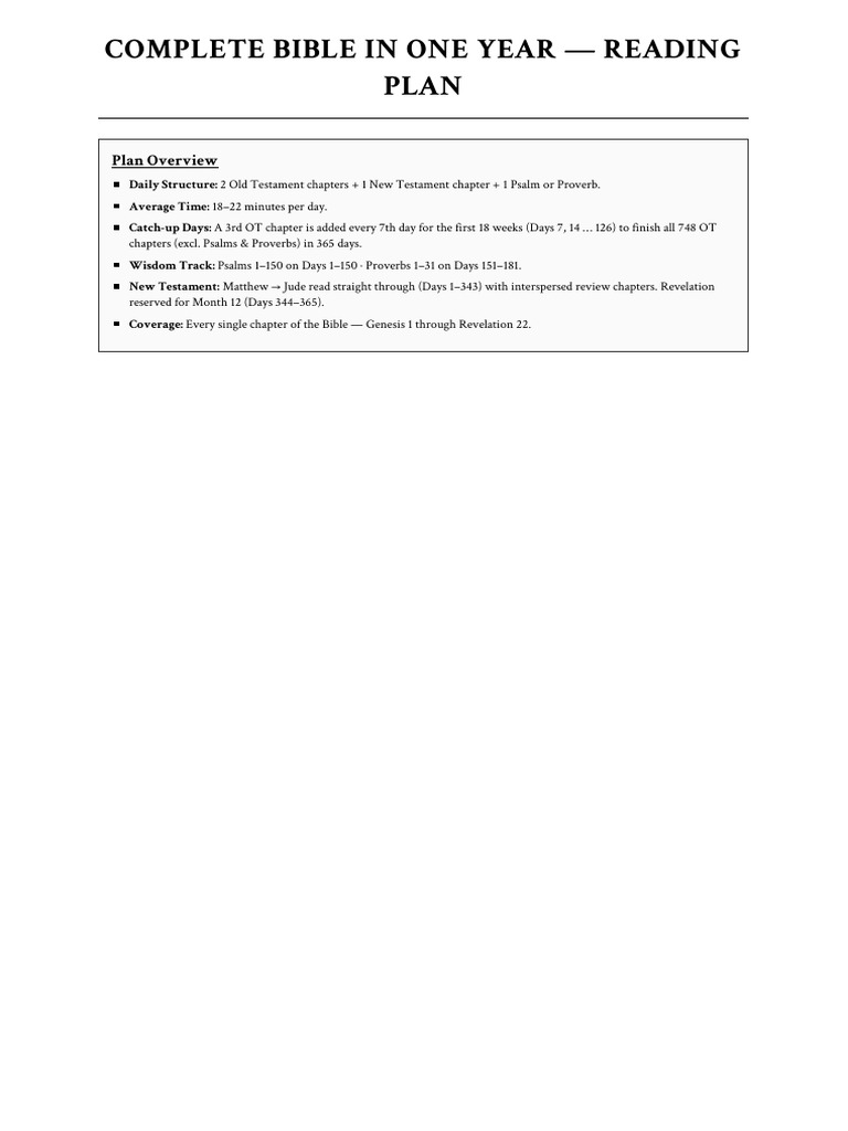 365 Day Complete Bible Reading Plan | PDF