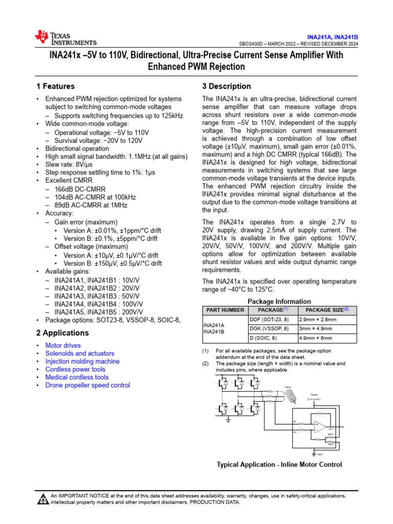 ina241a | PDF | Electrostatic Discharge | Amplifier