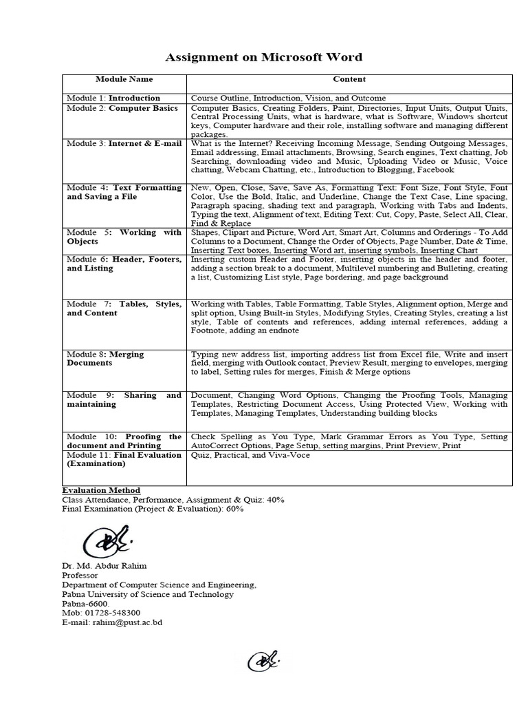 Assignment on Microsoft Word | PDF | Microsoft Word | Software