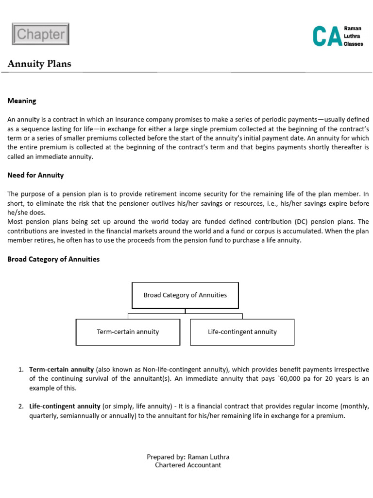 Annuity Plans | PDF | Yield (Finance) | Pension