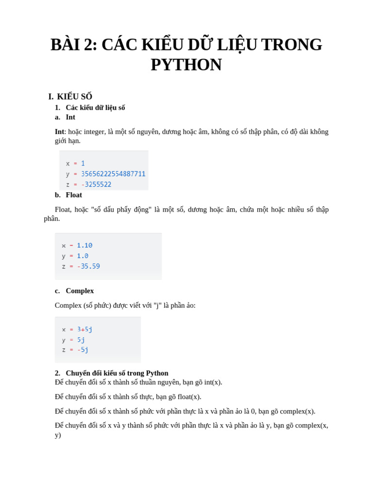 02_cac Kieu Du Lieu Trong Python | PDF