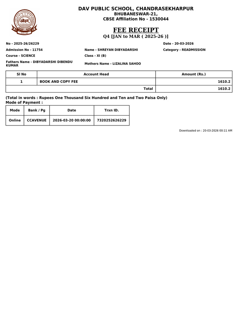 Fee Receipt | PDF