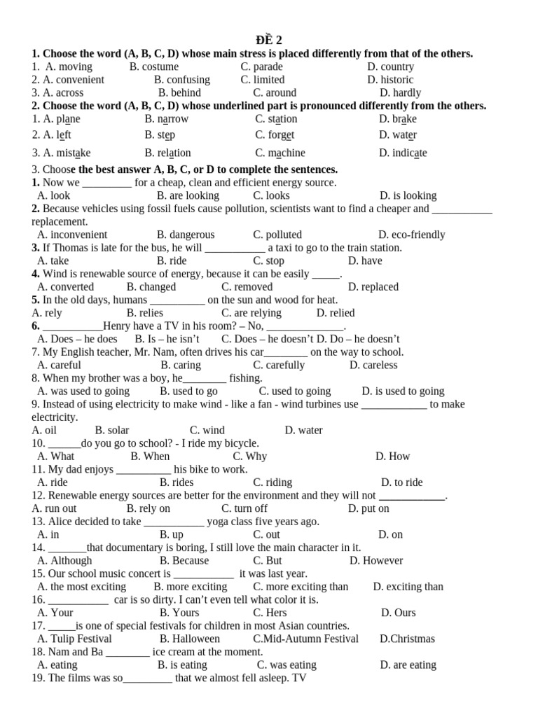 ĐỀ 2 CK2 | PDF | Fuels | Nuclear Power