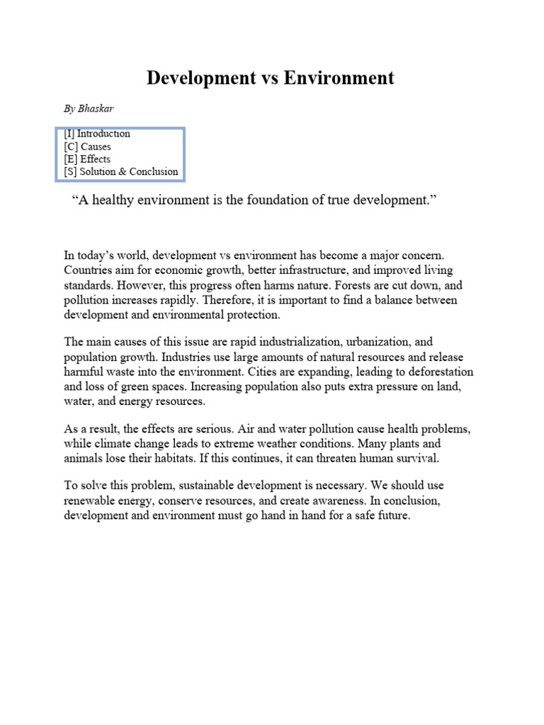 Development vs Environment | PDF