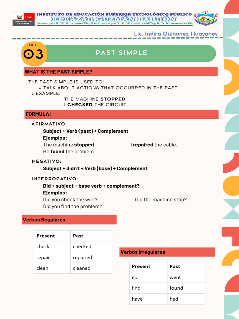 PAST SIMPLE -Comprension mecanicaelectronica | PDF