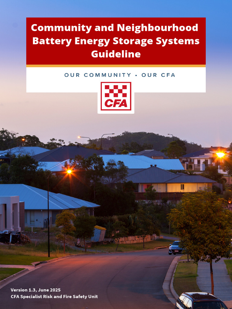 250605 - CFA Community BESS Guidelines v1.3 | PDF | Fire Safety ...
