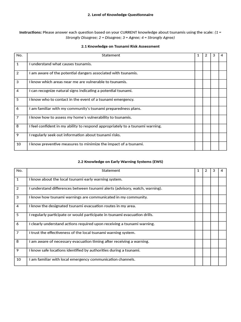 Level-of-Knowledge-Questionnaire | PDF | Emergency Management ...