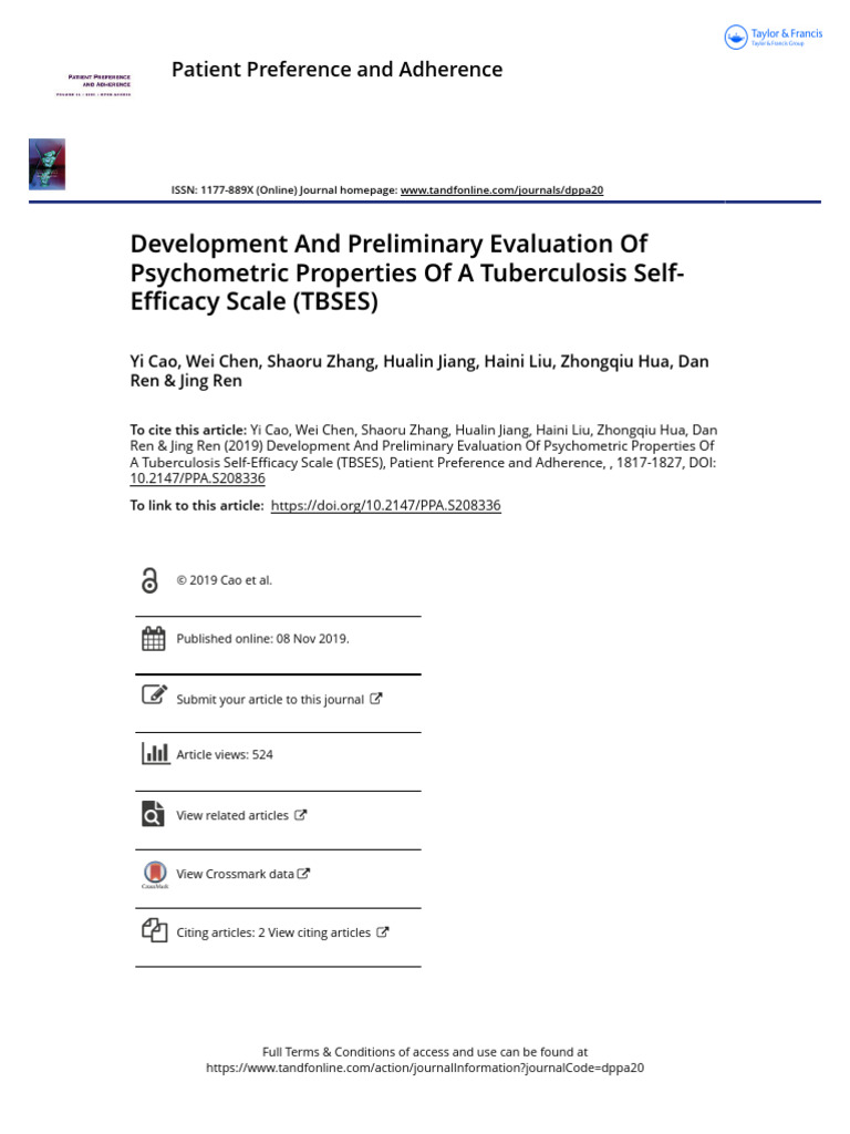 Development and Preliminary Evaluation of Psychometric Properties of a ...