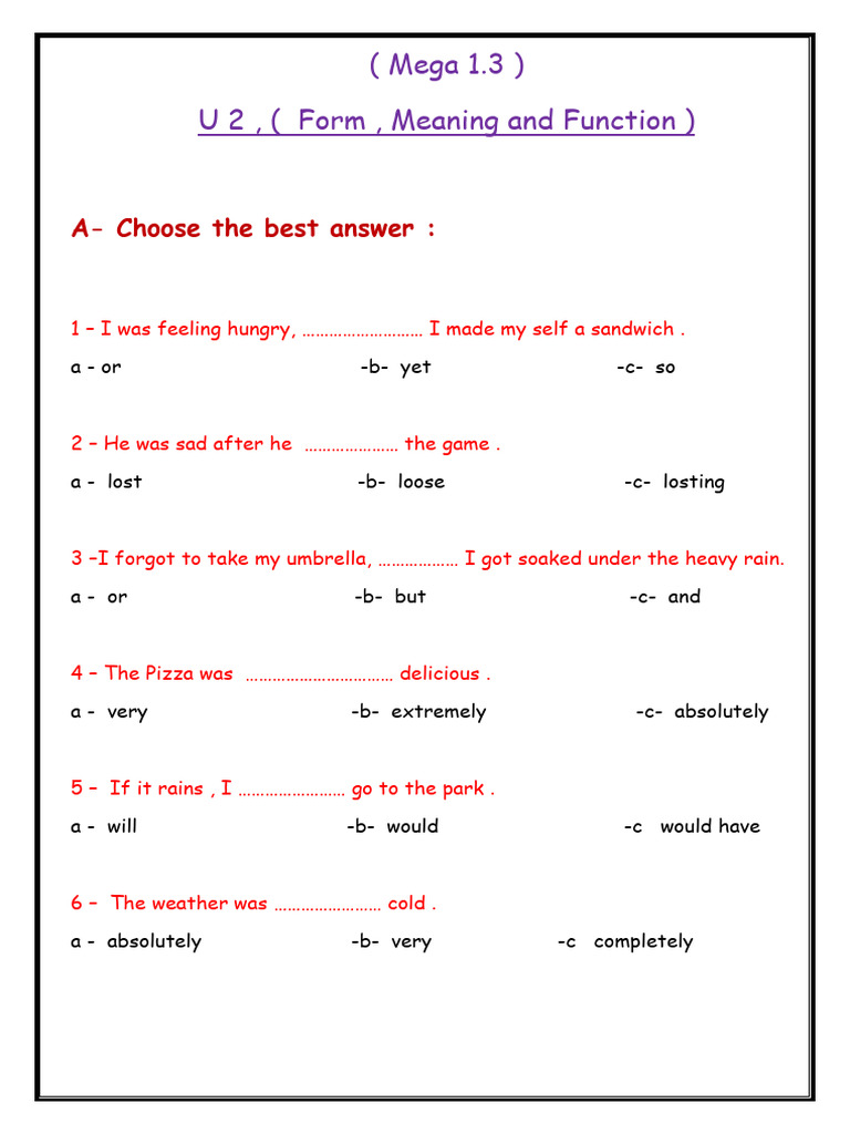 Mega 1.3 U 2 ( Form,Meaning and Function ) | PDF