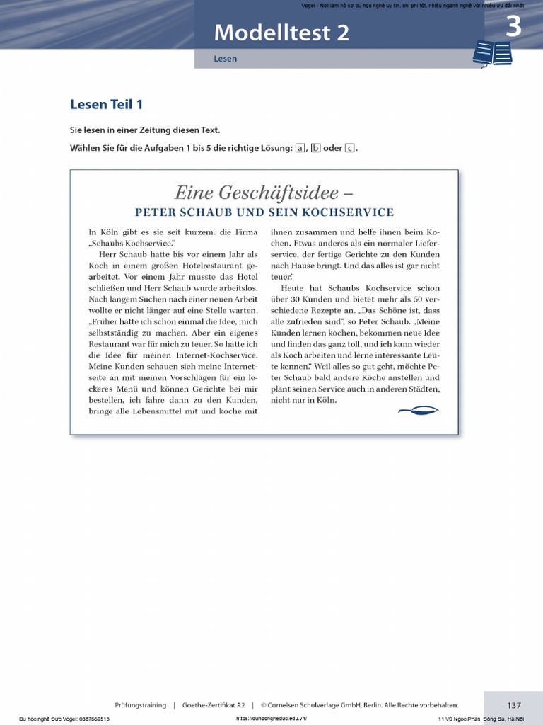 Modelltest 2 Lesen | PDF