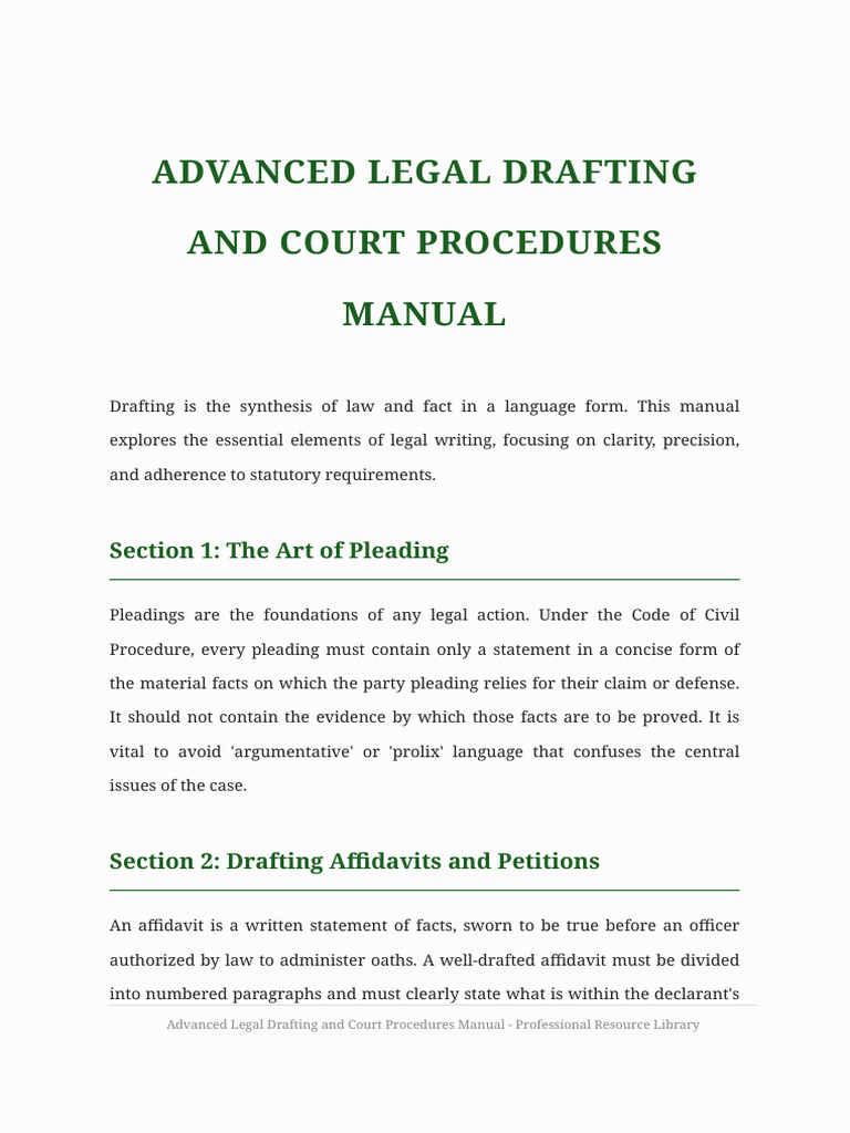 Advanced Legal Drafting and Court Procedures Manual | PDF