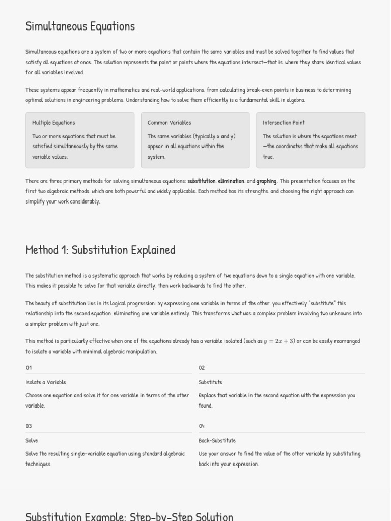MYP4 & 5 Unit2 Algebra - Simultaneous Equations Study Notes | PDF ...