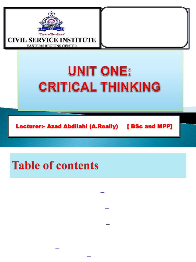 COURSE CRITICAL THINKING AND COMMUNICATION-8 | PDF | Critical Thinking ...