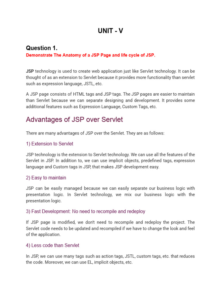 1 Anatomy of a JSP Page and Life Cycle of JSP | PDF | Software ...