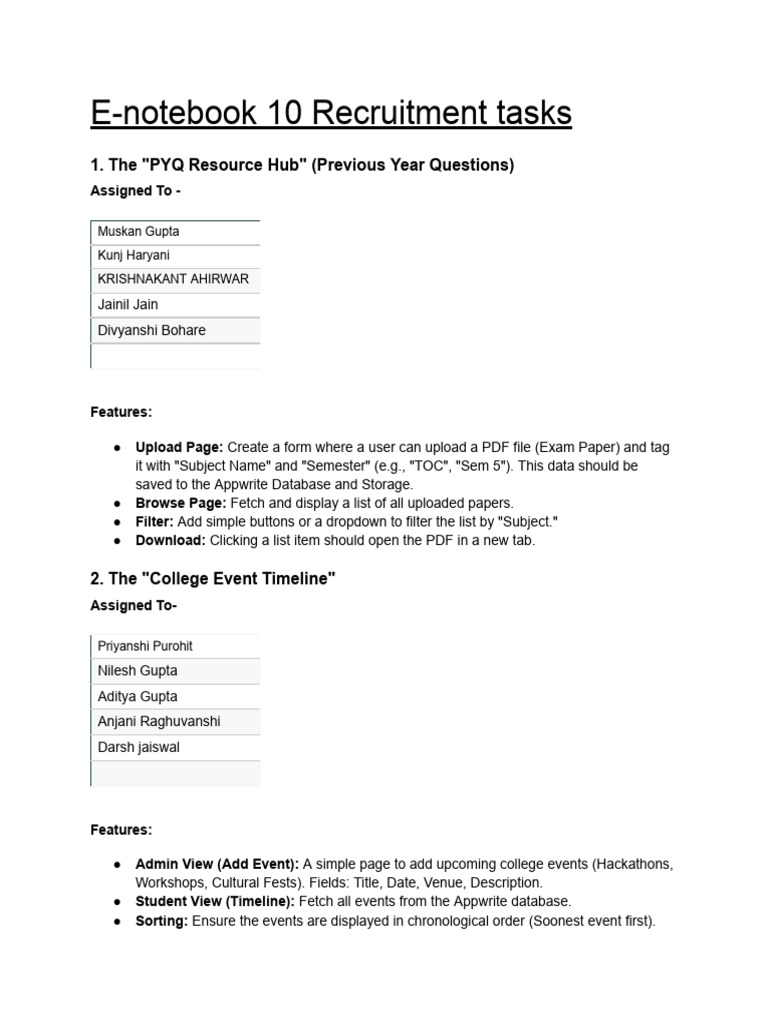 E-notebook 10 Recruitment tasks 2 | PDF | Databases | Linked In
