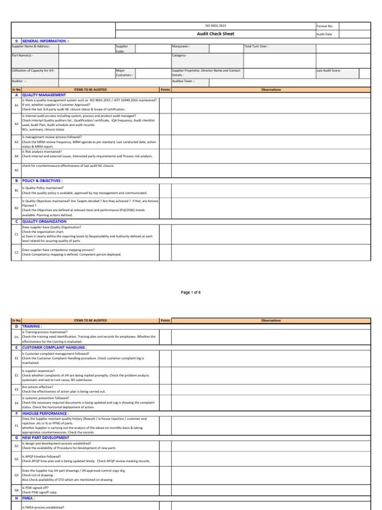 Audit Sheet | PDF | Audit | Business