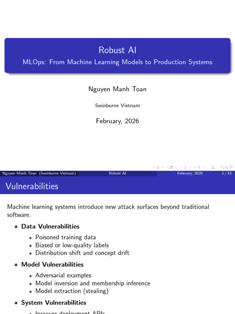 Lecture 4 MLOPs RobustAI | PDF | Information Technology | Cognitive Science