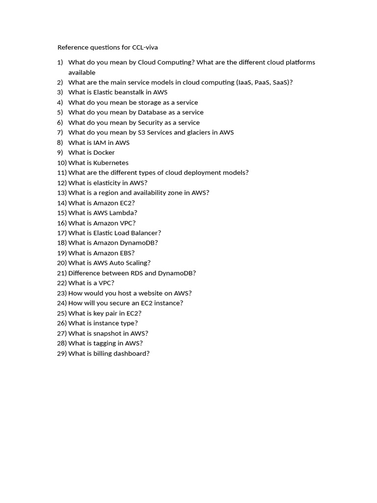 Ccl Viva Reference Questions | PDF
