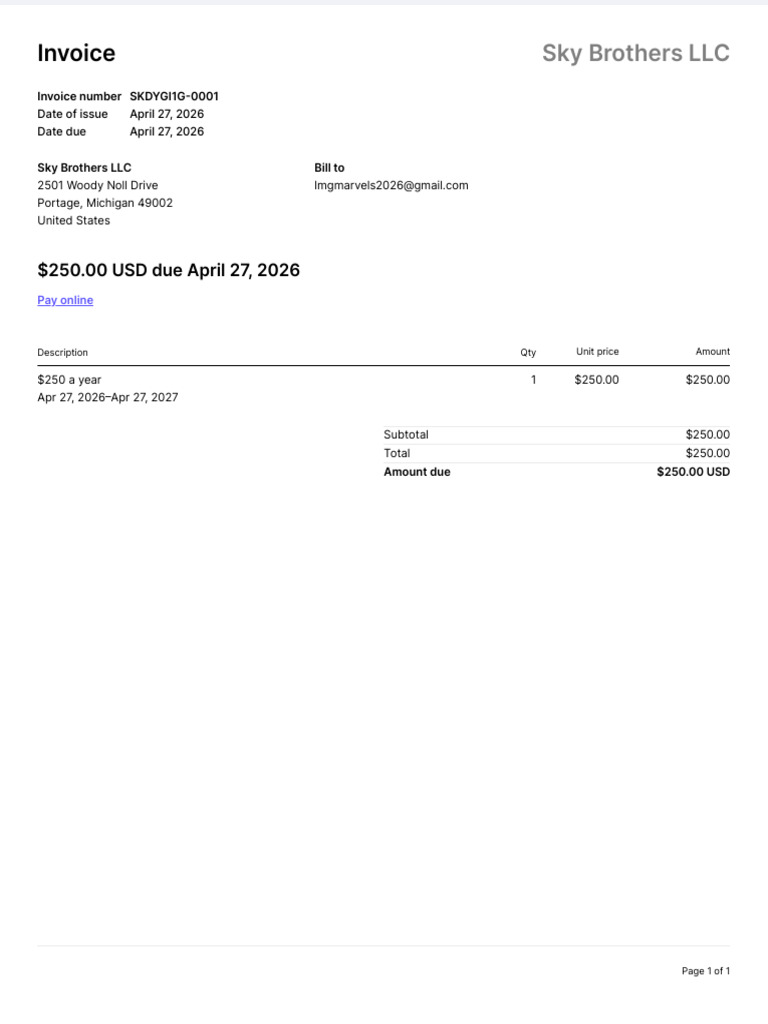 Invoice Skdygi1g 0001 | PDF